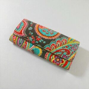 Vera Bradley Cotton Wallet Multicolor Paisley Floral Print, Multiple Card Slots